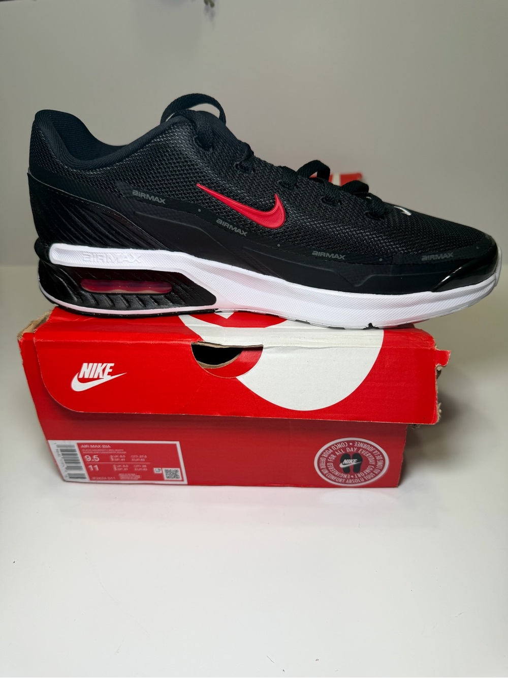 Nike Air Max Bia Black/University Red-White Sneakers Men's Size 9.5